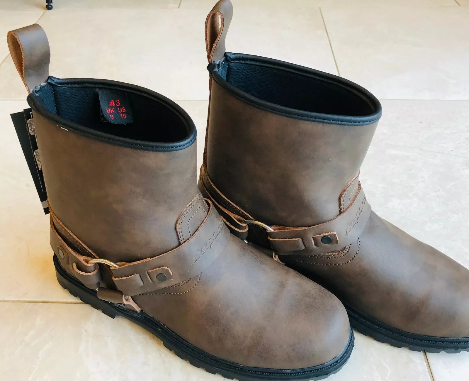 SHORT LEATHER CRUISER STYLE 10055 TOURING MOTORBIKE MOTORCYCLE MENS BOOTS
