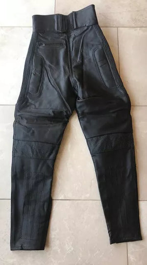 RKSPORTS LADIES STYLE 202 BLACK SHORTLEG  LEATHER COWHIDE MOTORCYCLE  TROUSERS