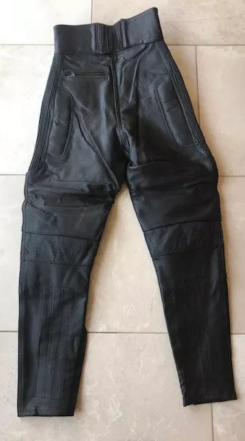 RKSPORTS LADIES STYLE 202 BLACK SHORTLEG  LEATHER COWHIDE MOTORCYCLE  TROUSERS