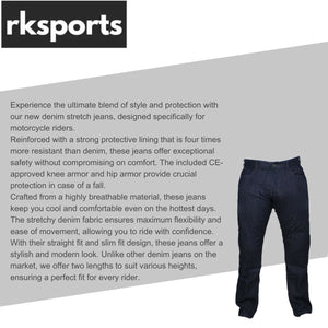 New Mens motorbike Motorcycle Denim stretch Jeans 2 Lengths Protective Lining