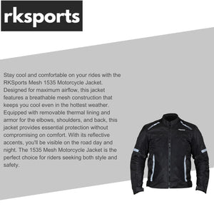 RKSports figo  Mesh  1535 Motorcycle Motorbike Jacket Armored Mens ladies