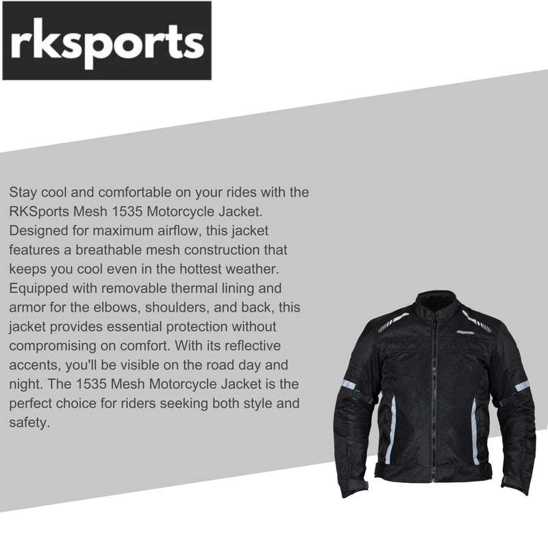 RKSports figo  Mesh  1535 Motorcycle Motorbike Jacket Armored Mens ladies