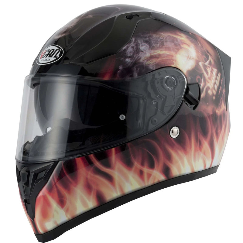 VCAN V128 Flame Motorcycle Motorbike Full Face Crash Helmet