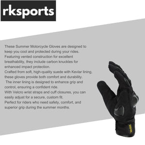 Summer Reinforced 1029 Leather Motorcycle Motorbike Carbon Knuckles Gloves
