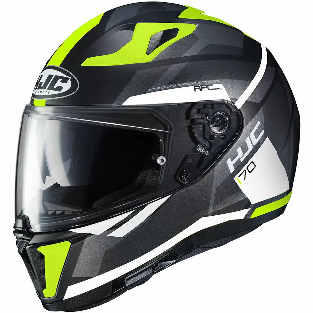 NEW 2019 HJC I70 I-70 ELIM BLACK GREY FLUO MOTORCYCLE HELMET WITH INTERNAL VISOR