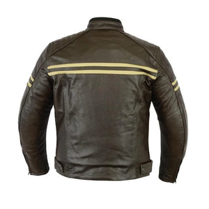 Rksports 1570  Mens Retro Leather Motorcycle Motorbike Jacket with Armour