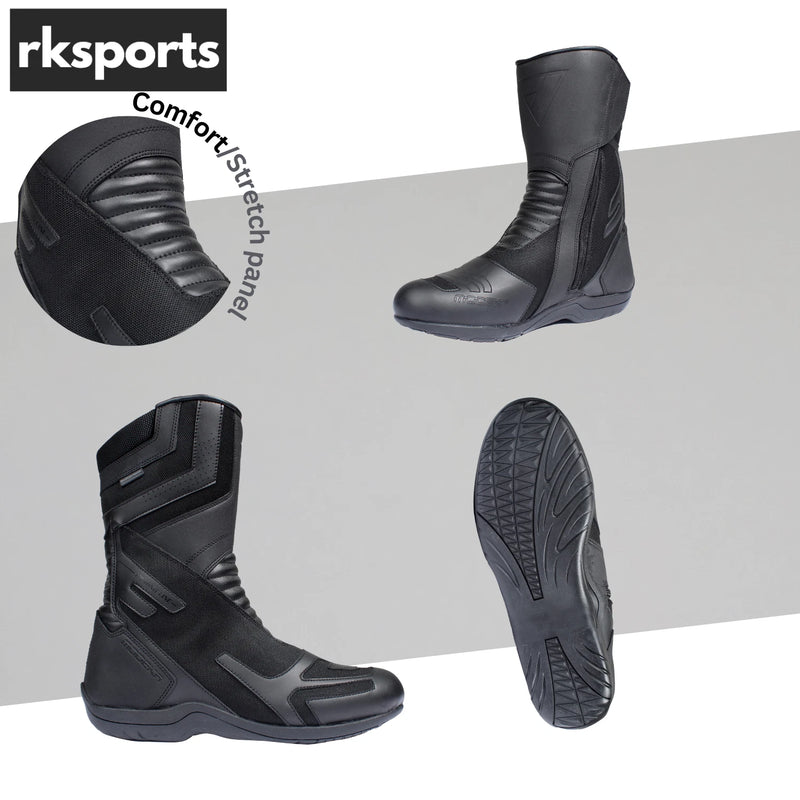 RKSPORTS  STYLE MODEKA MENS MOTORCYCLE MOTORBIKE  TOURING  BLACK LEATHER  BOOTS