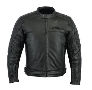 Rksports 1586 Mens Fashion Leather Motorcycle motorbike Black Jacket with Armour