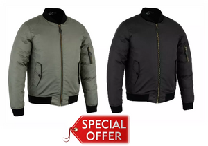RKS Mens Motorcycle Motorbike Waterproof Jacket Bomber CE Armored Flight Scooter