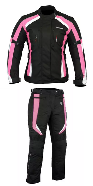 RKSports Motorbike Waterproof Ladies Colored Combo Textile Jacket + Trousers CE