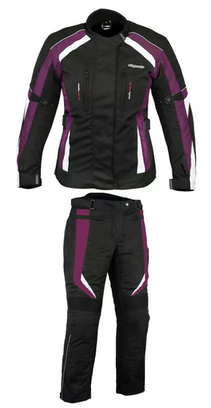 RKSports Motorbike Waterproof Ladies Colored Combo Textile Jacket + Trousers CE
