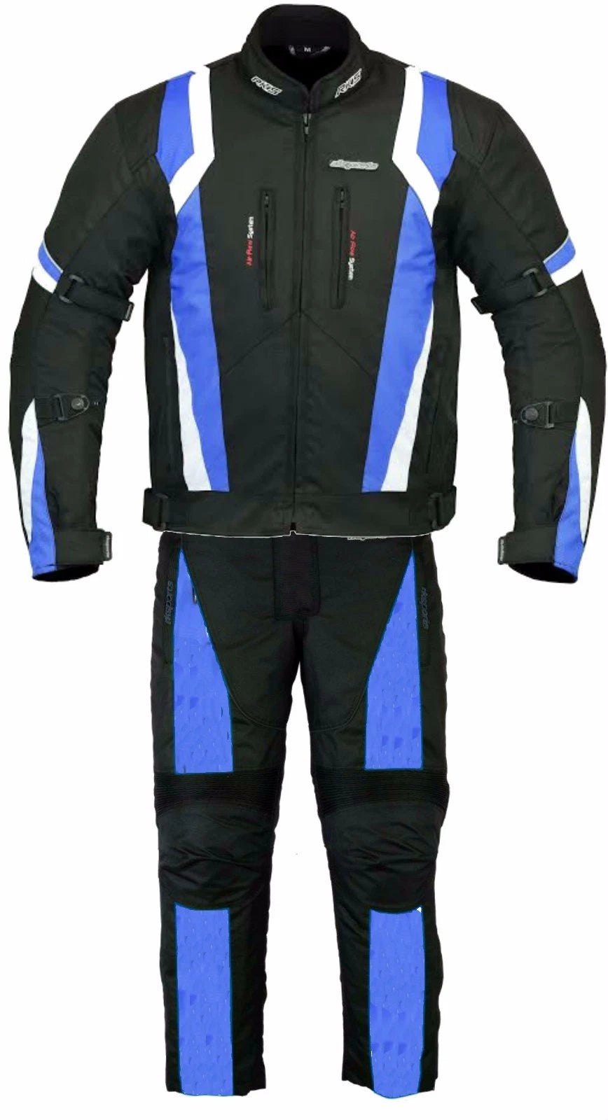 RKSports Motorbike Waterproof Blue Suit Combination Trousers + Jacket CE Mens