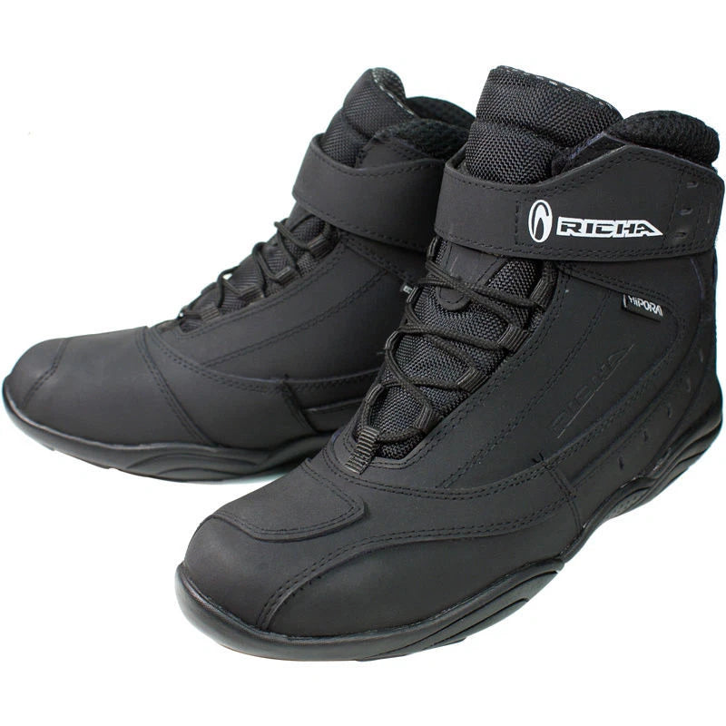 Richa Slick Mens Short Ankle Waterproof Motorcycle Boots - Black With Free Gift!