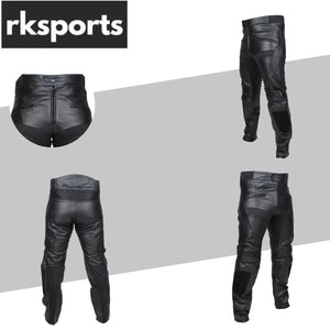 RKSPORTS MENS BLACK 1265 LEATHER COWHIDE MOTORCYCLE MOTORBIKE JEANS TROUSERS
