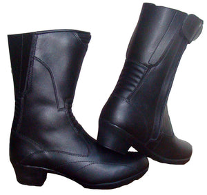 RK Sports X4105 Black Leather Motorbike Motorcycle Bike Ladies Women Heel Boots