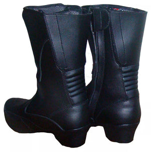 RK Sports X4105 Black Leather Motorbike Motorcycle Bike Ladies Women Heel Boots