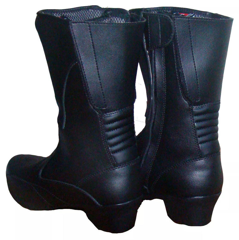 RK Sports X4105 Black Leather Motorbike Motorcycle Bike Ladies Women Heel Boots