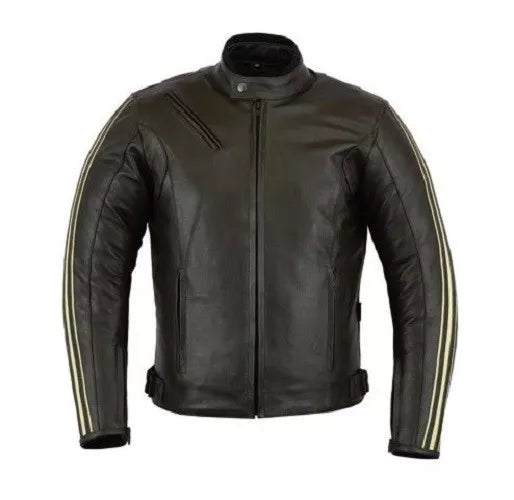 Rksports Mens Speed 4 Brown Leather Motorcycle Armoured  Jacket