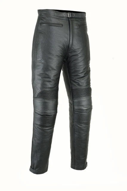 RKsports Skintan Padded Motorcycle Motorbike Leather Black Trouser