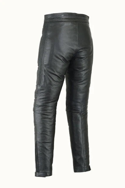 RKsports Skintan Padded Motorcycle Motorbike Leather Black Trouser