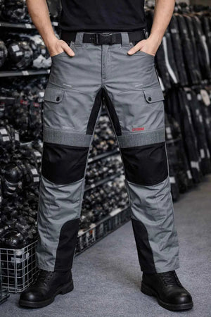 Men's Motorcycle Storm Textile Trousers Grey Riding Pants Touring Waterproof