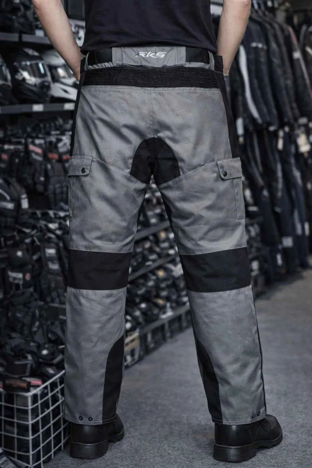Men's Motorcycle Storm Textile Trousers Grey Riding Pants Touring Waterproof