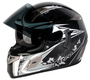 NITRO NSFP ALIEN DUAL VISOR MOTORCYCLE MOTORBIKE CRASH HELMET RED BLACK BLUE