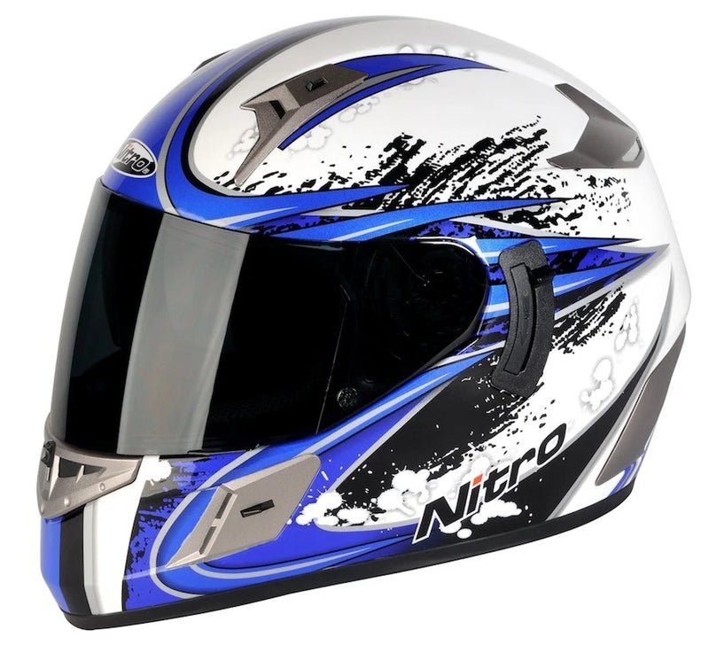 NITRO NSFP ALIEN DUAL VISOR MOTORCYCLE MOTORBIKE CRASH HELMET RED BLACK BLUE