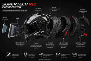 Alpinestars Supertech R10 Arius Black/Blue FIM Full Face Race Helmet
