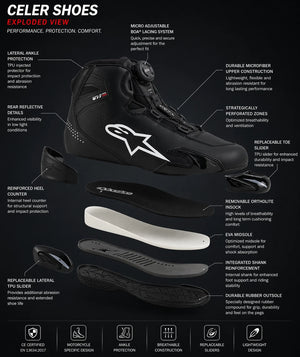 Casual Motorcycle Boots Alpinestars Chrome Celer CE Armoured - Black/White