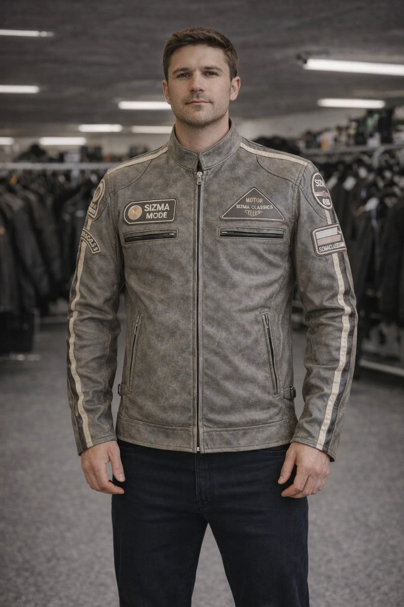RK Sports Antique Brown Leather Jacket – Retro Style