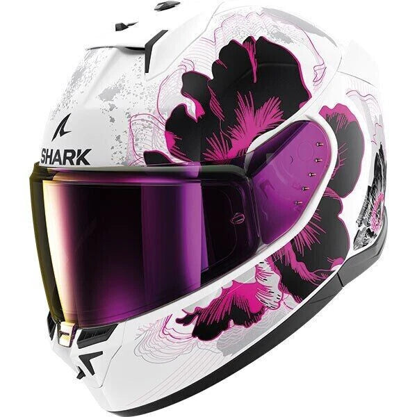 Shark D-Skwal 3 Motorcycle Motorbike Helmet - Mayfer White / Violet / Anthracite