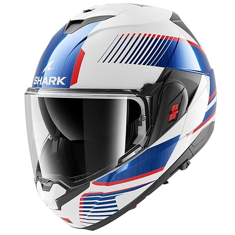 Shark OXO Sikter Flip Front Up Modular Motorcycle Helmet - White/Blue/Red