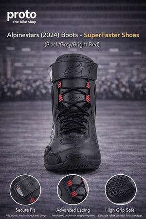 Alpinestars (2024) Boots - SuperFaster Shoes (Black/Grey/Bright Red)