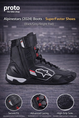 Alpinestars (2024) Boots - SuperFaster Shoes (Black/Grey/Bright Red)
