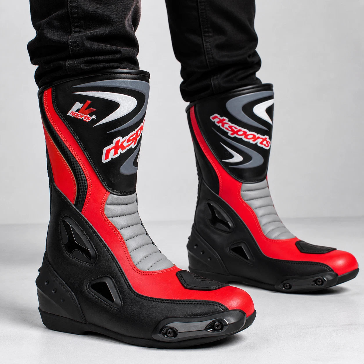 Bottes de moto de course en cuir RK Sports Lv14