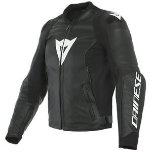 Dainese Sport Pro Leather Motorcycle Motorbike Jacket Black White