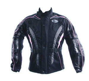 Rksports  supertrack Kids Motorcycle Jacket CE Approved Armour Black Grey Pink