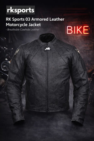 Blouson de moto en cuir de protection RK Sports 03