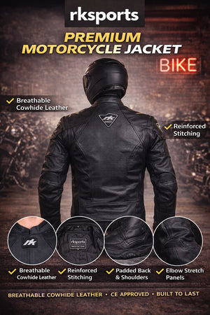 Blouson de moto en cuir de protection RK Sports 03