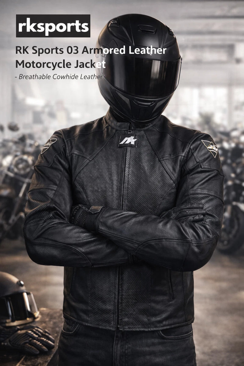 Blouson de moto en cuir de protection RK Sports 03