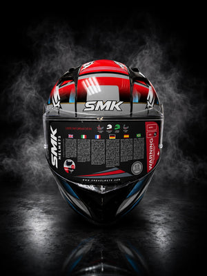 SMK STELLAR SPORT UNO GL657 MOTORCYCLE HELMET BLUE RED GREY - FREE DARK VISOR