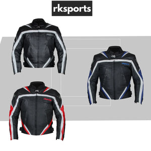 Rk Sports Road Eagle Grey Leather Motorcycle Jacket