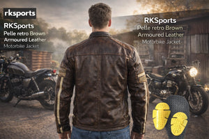 RK Sports Blouson de moto rétro en cuir
