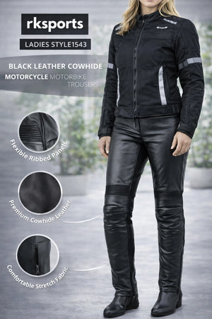 Rksports Ladies 455 Motorcycle Motorbike Waterproof Leather Trouser
