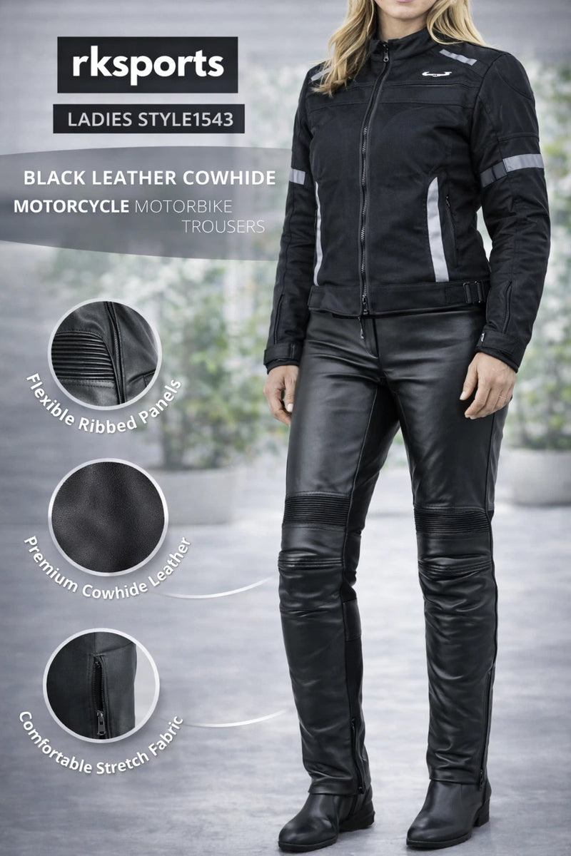 Jeans moto RK Sports en cuir style 1543 en cuir de vachette