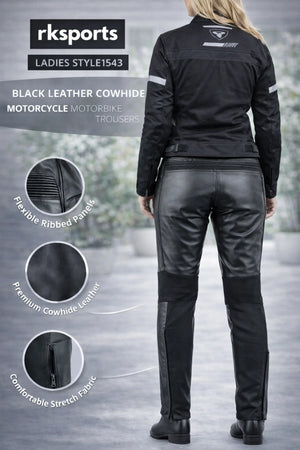 Rksports Ladies 455 Motorcycle Motorbike Waterproof Leather Trouser
