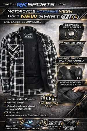 RKsports Motorcycle Motorbike Mesh OLD Lined New Shirt Men Ladies CE Armoured