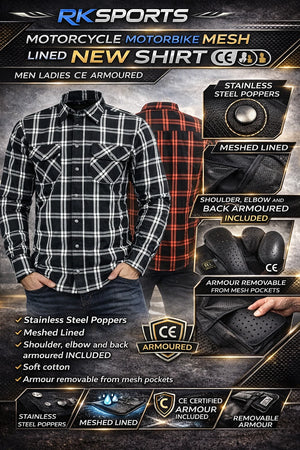 RKsports Motorcycle Motorbike Mesh OLD Lined New Shirt Men Ladies CE Armoured