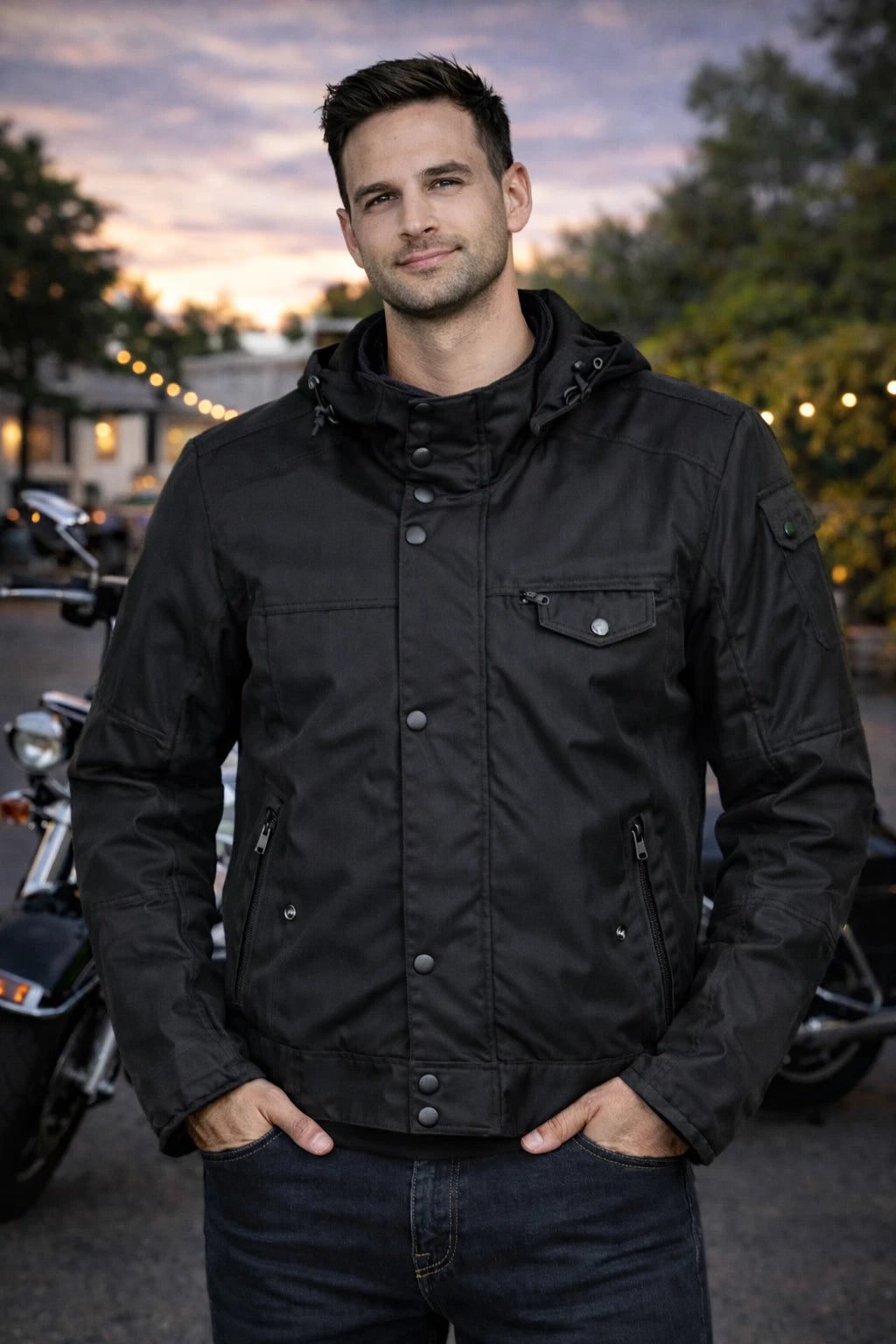 Apex RK Sports Motorbike Motorcycle Waterproof Jacket Black Bomber Style
